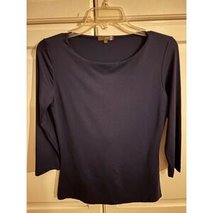 judyp Women's Navy Blue‎ 3/4 Sleeve Boat Neck Top Size S